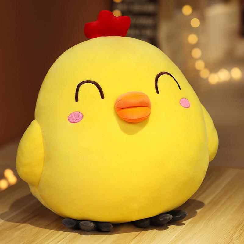 20x25cm Squishy Zacht Geel Kuiken Pluche Kussen Schattig Emotie Gezicht Cartoon Dier Kussen Rugsteun Pluche Verjaardagscadeau 20x25cm