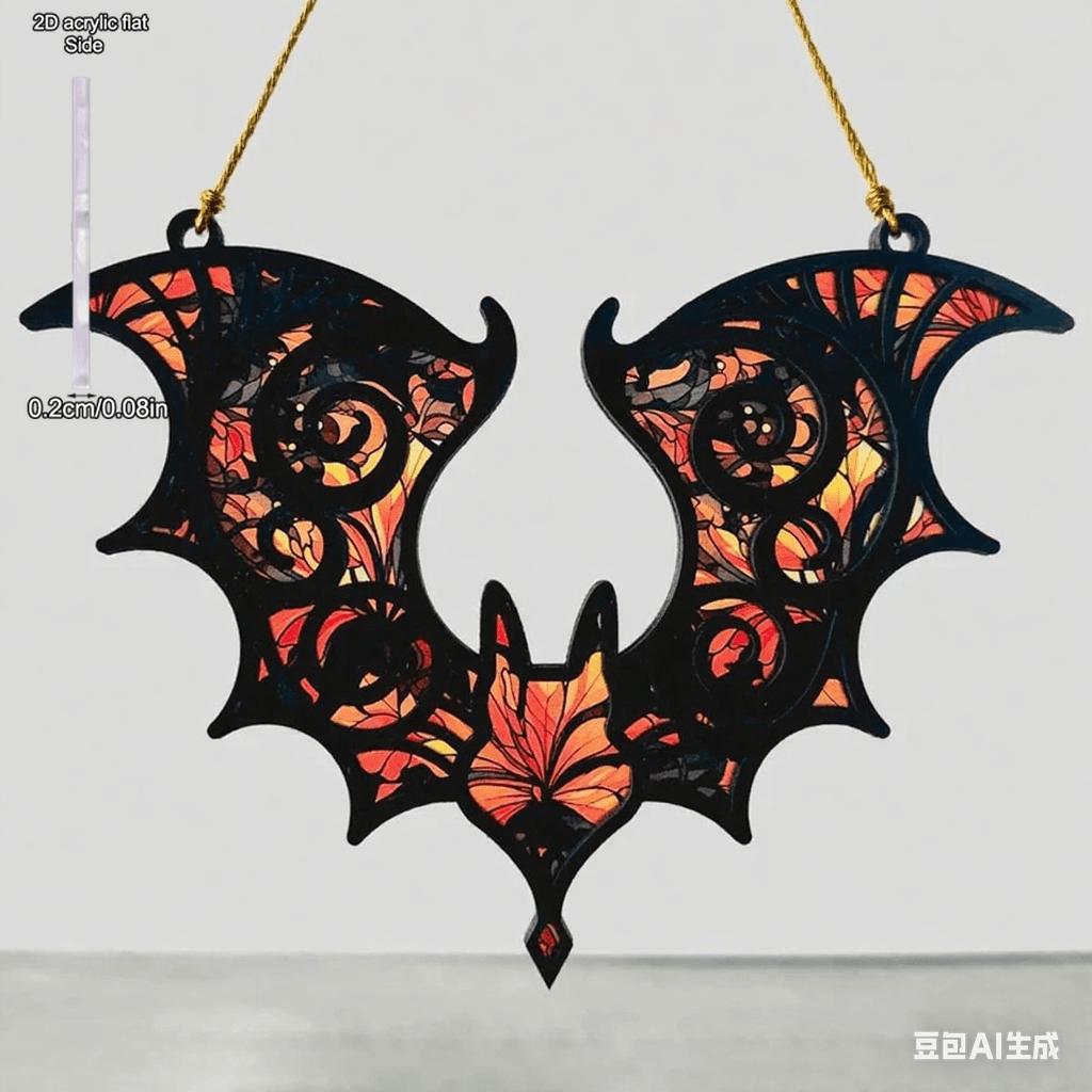 1 Stück Acryl-Fledermaus-Hängedekoration Buntglas-Effekt Gotisch Halloween Fensterdekoration Bunter Sonnensammler, Vier Jahreszeiten Dekoration