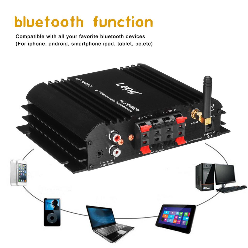 Buy 90W Lepy LP168S Car Amplifier Bluetooth Hifi 2.1 Channel Bass