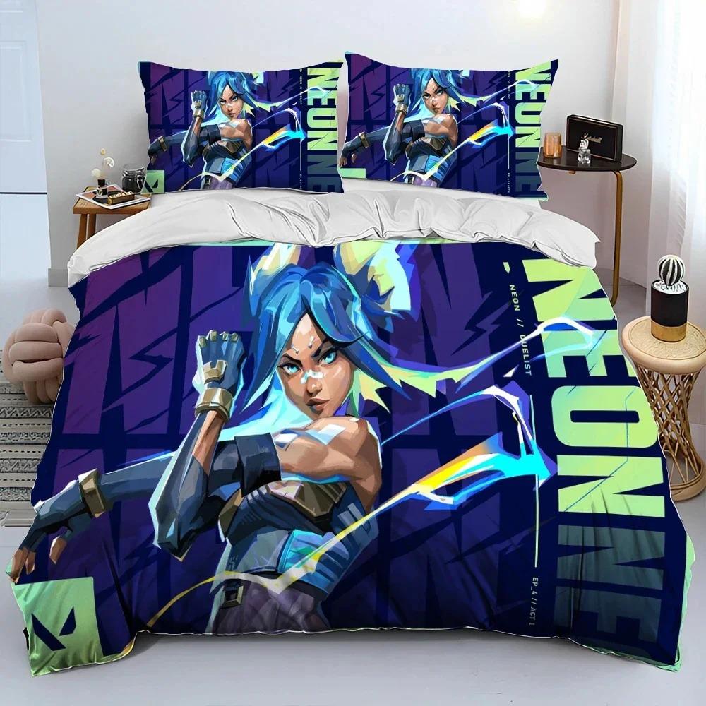 3D Print VALORANT Game Bedding Set Duvet Cover Bed Set Quilt Cover Pillowcase Comforter king Queen Size Boys Adult Bedding Set