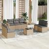 Vidaxl 8-Cz. Set di Mobili da Giardino con Cuscini, Beige, Polyrattan