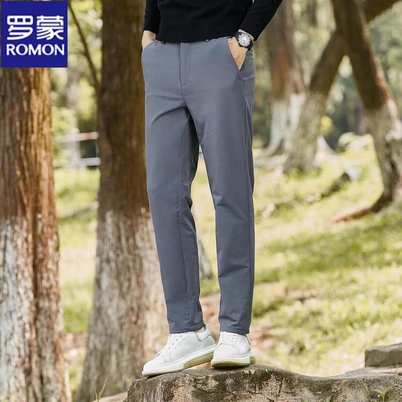 ROMON Men s Straight-Leg Elastic Cool-Touch Casual Business Pants M