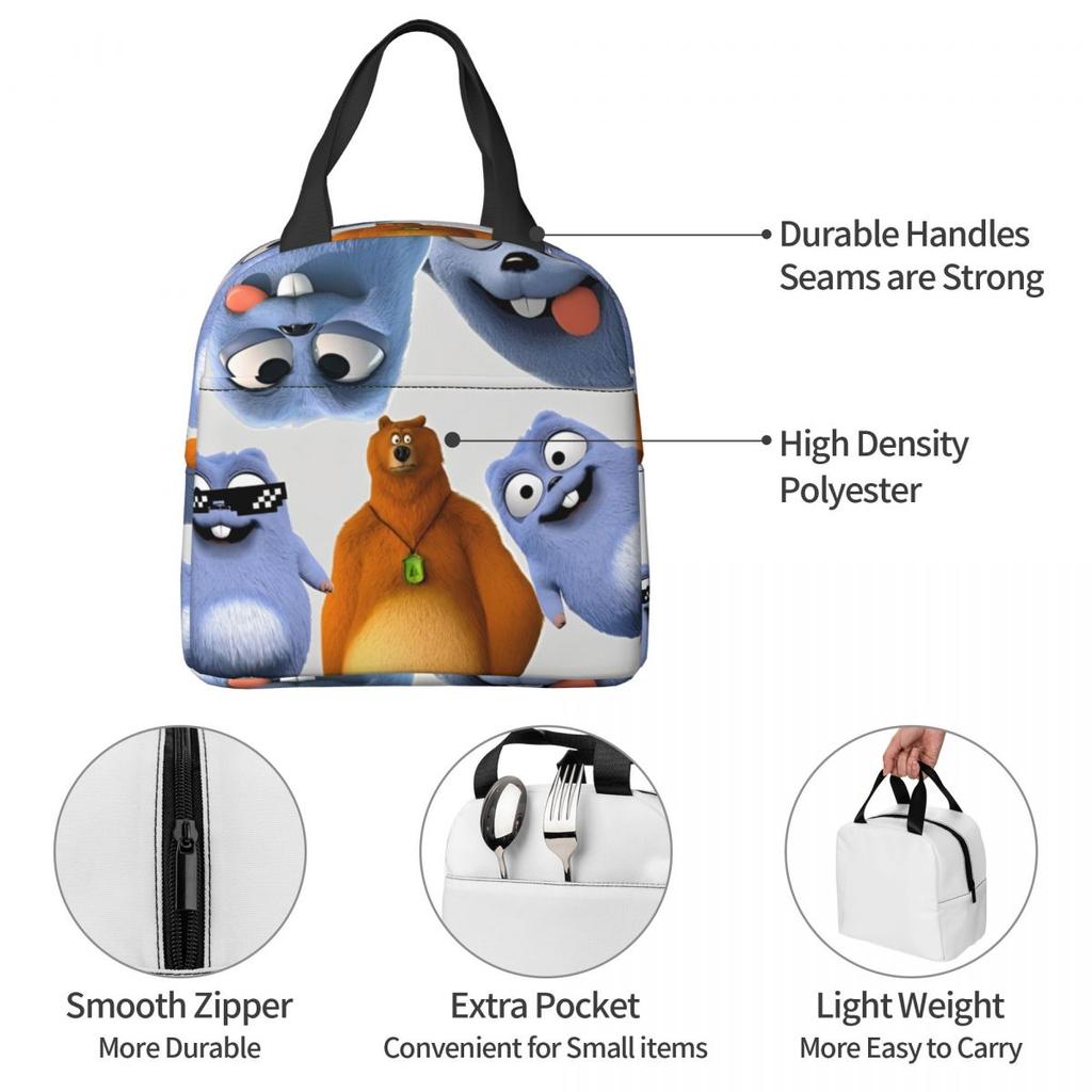 Grizzy und die Lemminge Zeichentrick Isoliertische Lunchtasche Lebensmittelbehälter Tragbarer Kühler Thermische Lunchbox Für die Arbeit