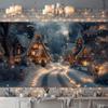 2D HD Druck Schnee-Weihnachtsdorf Wandteppich Böhmische Wohnkultur