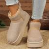 Damen Schneestiefel mit runder Zehenpartie, Plüschgefütterte Wintermokassins, Verdickte warme Stiefeletten für Damen