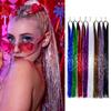False Party Headdress Decor Glitter Strips Tinsel Sparkle Silk Wig Long Straight Sparkly Ponytail