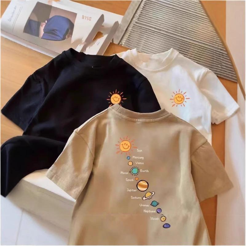 Cotton Boys And Girls Short Sleeve Round Neck Kids Casual T Shirt