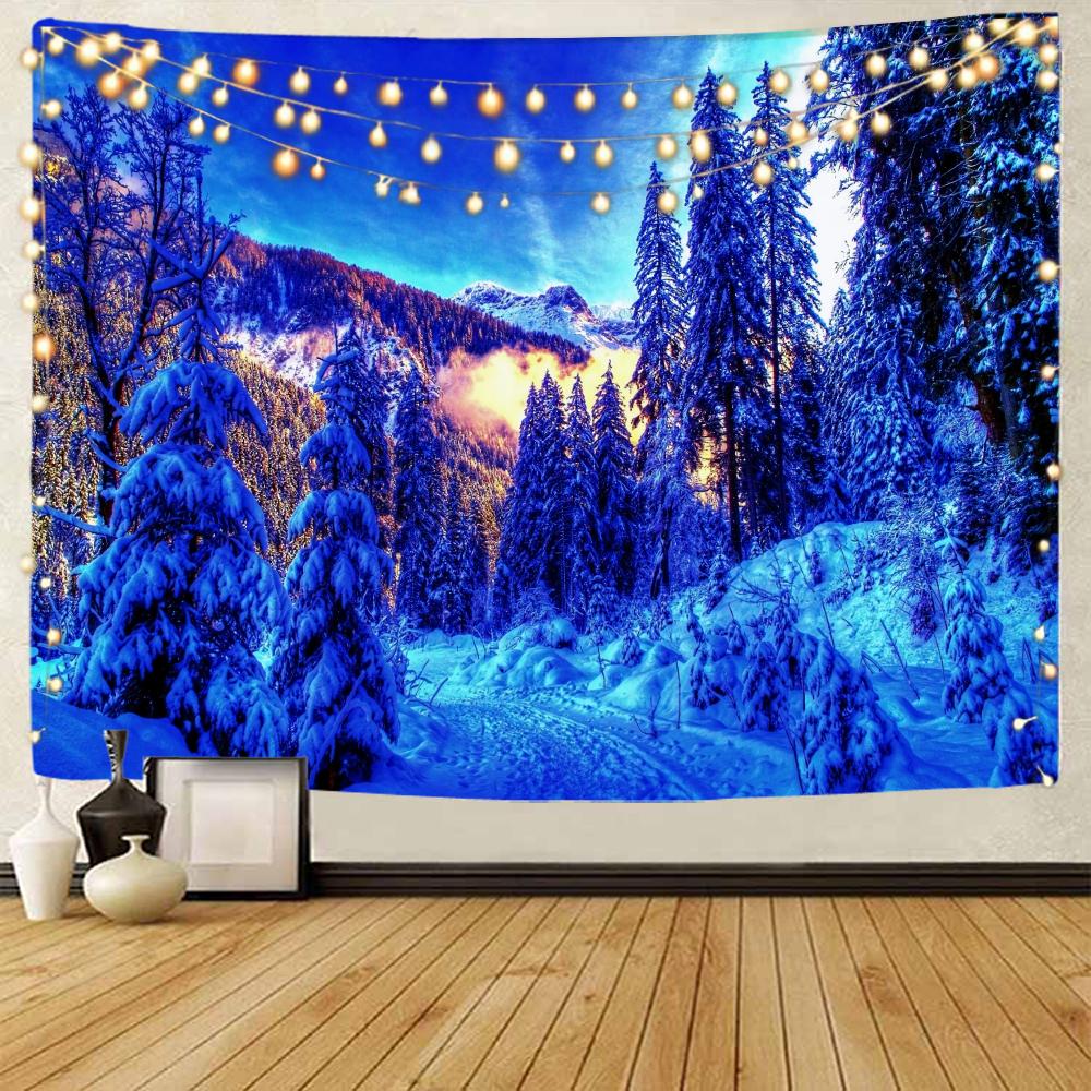 Christmas Tapestry Christmas Pine Forest Snow Decoration Tapestry Christmas Home Decor Tapestry Forest Snow Scenery