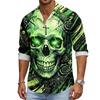 Men's Halloween Long Sleeve Button Down Shirt with Collar Casual for Holiday Parties