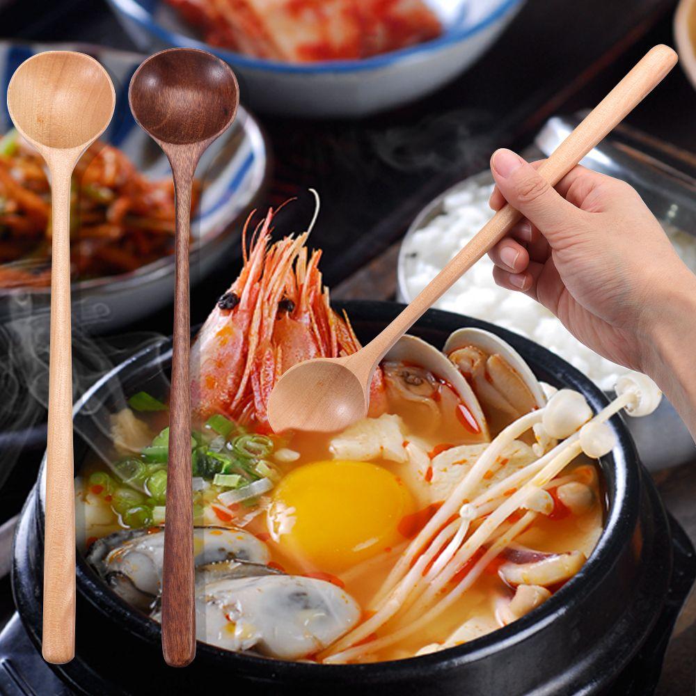 Japanese-Style Tableware Mixing Natural Solid Wood Tea Spoons Wooden Spoon Long Handle Soup Scoops