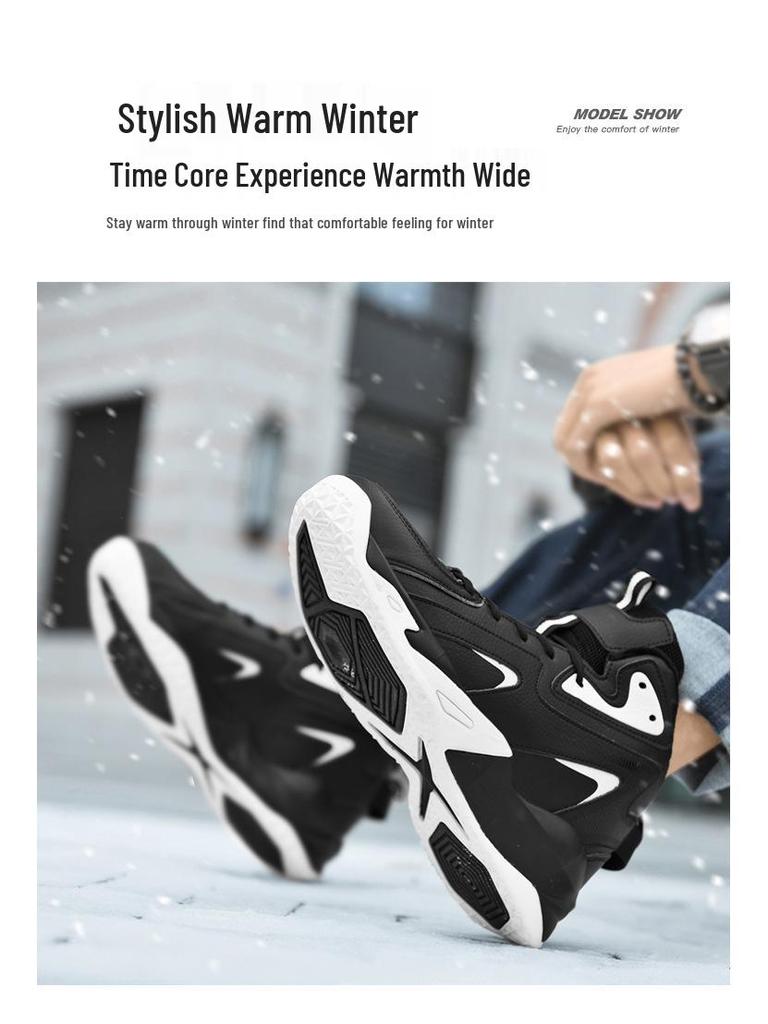 Scarpe da papà da uomo taglie forti foderate in pile e in pelle - Calde, leggere, sneakers casual 4847