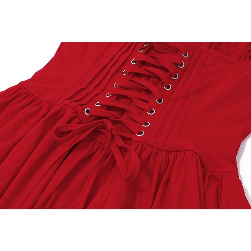 GMXIA Women's Fall Court Ballet Style Sexy Belted Halter Dress