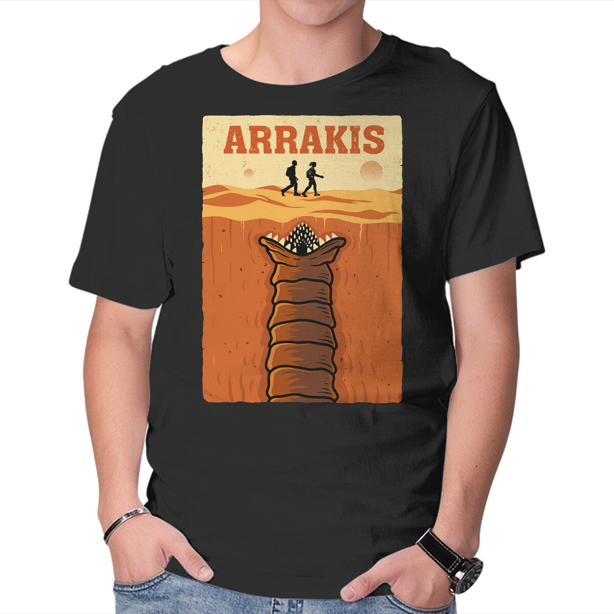 Unisex Crew Neck T-Shirt Desert Attack Arrakis Graphic Short Sleeve Casual Tee L