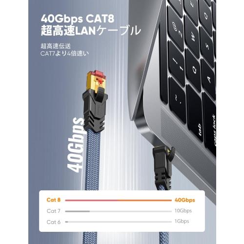 Snowkids LAN-Kabel 3m LAN-Kabel CAT8 Ultra High Speed ??Flaches LAN-Kabel Typ 40Gbps/2000MHz Kompatibel mit PC Switch usw.