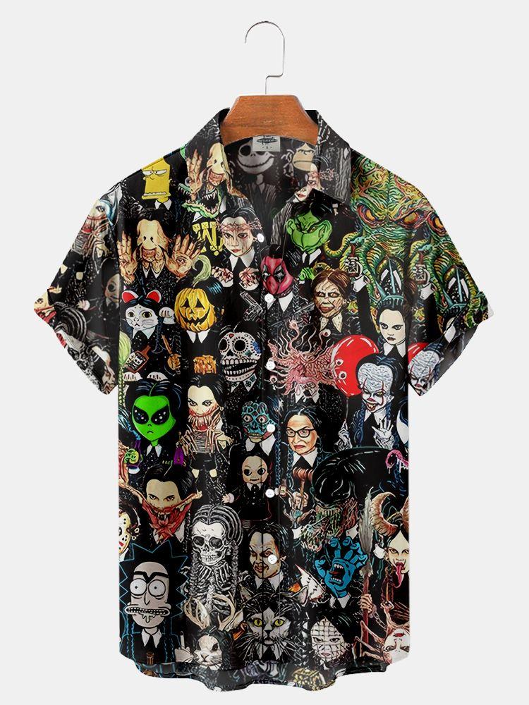 Camisas con Estampado de Anime Japonés Verano 2023 Nueva Camisa para Hombre Impresión 3D Estampado de Terror Ropa Hawaiana Diseño Personalizado Top para Hombre