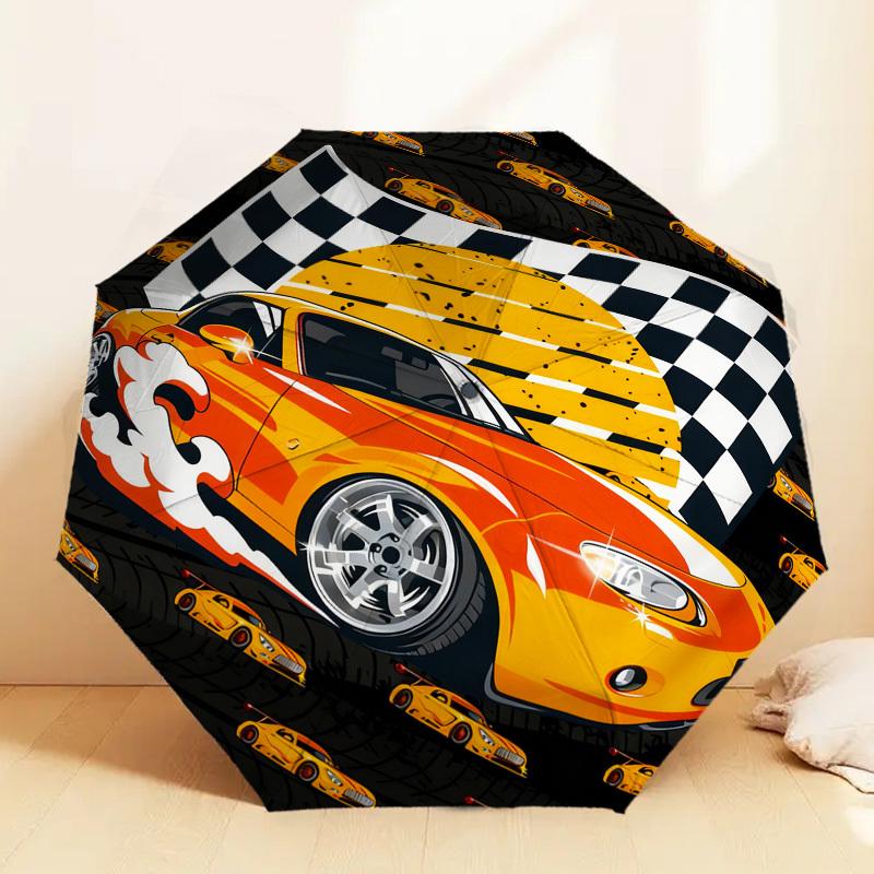 

1pc Race Car Flag Pattern Umbrella Design Automatic Opening and Closing Umbrella, High-quality Travel Umbrella, c1128221