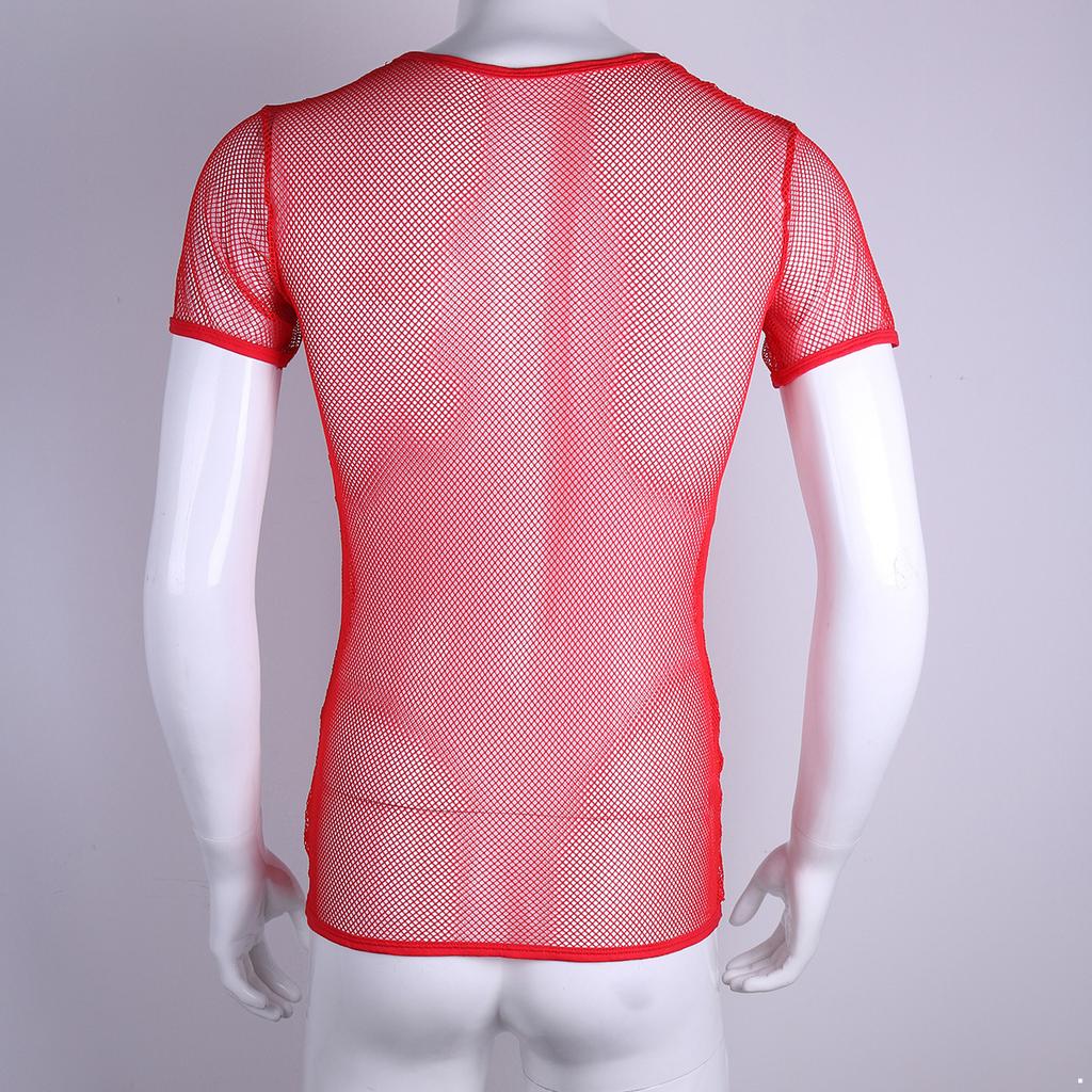 Summer Cool Mesh Slim Casual Short Sleeve T-Shirt Mesh T-Shirt Man See Through Vest Tops