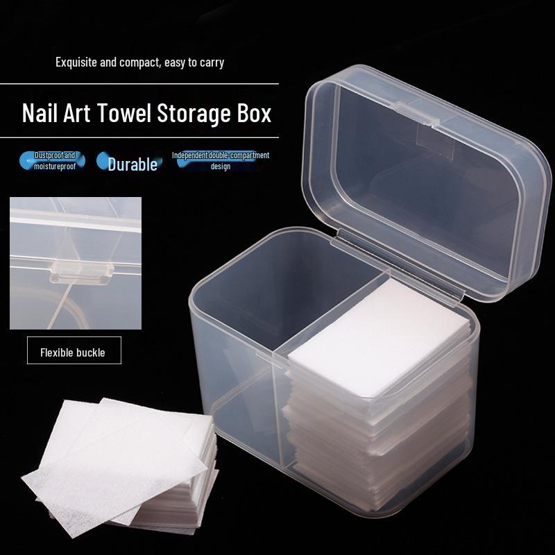 Japanese Nail Art Towel & Cotton Pad Storage Box with Double Compartment