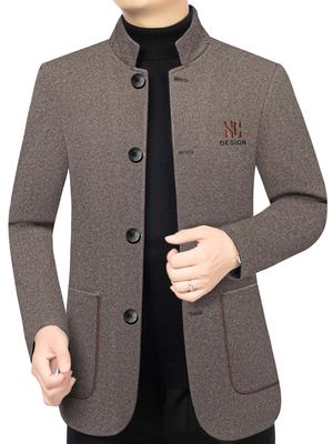 Men's Woolen Stand-Collar Coat - 2025 Autumn Collection: Short, Stylish Business Casual Jacket for Mid-Youth