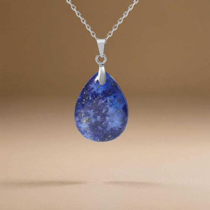 High quality hot selling natural crystal stone water drop pendant necklace jewelry simple fashion necklace merchandise jewelry