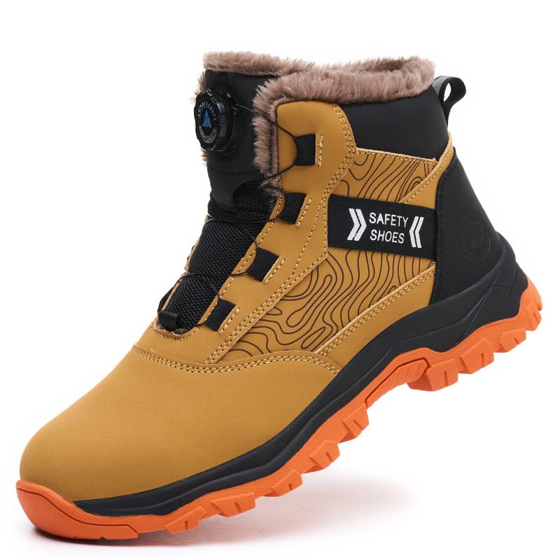 Rotating Button Safety Shoes Men Steel Toe Boots Winter Leather Work Shoes Men's High Top Work Safety Boots Man Protective Boots