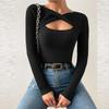 Women's Fashion Casual Solid Color Sweater Long Sleeve Slim Sweater Pullover Top