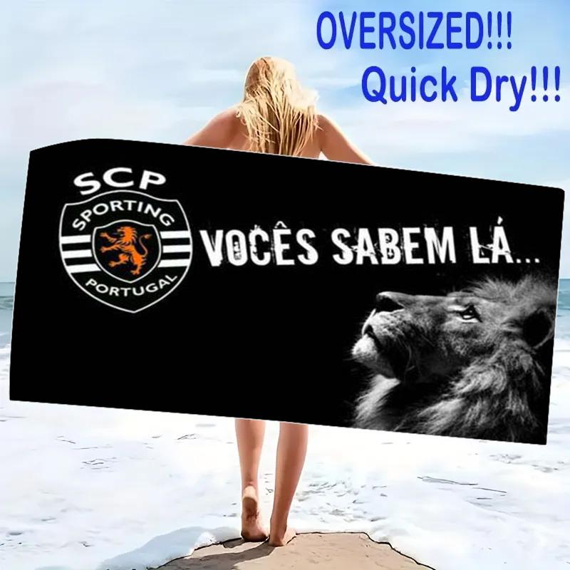 Sporting CP Logo Print Beach Towel, Large Soft Quick Dry Towel for Beach Camping Swimming