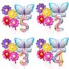 Gradual Change Ice Blue Butterfly Flower Children'S Birthday Party Photo Background Decoration 40 Inch Digital Aluminum Film Balloon Set