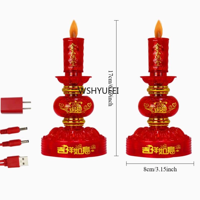 2pcs Plastic Electronic Candle Holder Buddhist Supplies Chinese Style Home Decoration Pray for Auspiciousness Ensuring Safety