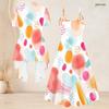 Women Plus Size Printed Two Piece Set Short Sleeve Cardigan Strappy V Neck Flared Dress