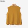ZANZEA Women Casual Lace Patchwork Sleeveless Cardigan Vest 