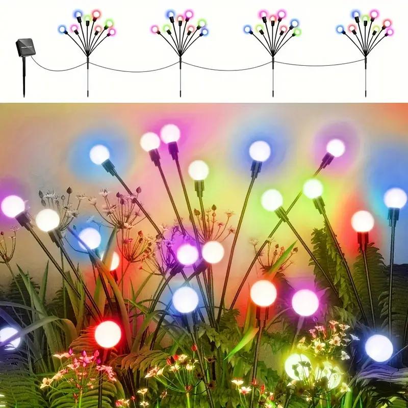 

6 Сонячних ліхтарів-світлячків для газону та саду, Тепле біле світло, Підходять для різдвяних, великодніх подарунків, подарунків на День подяки, подарунків на Хелловін 6 lights-1PC різнокольоровий