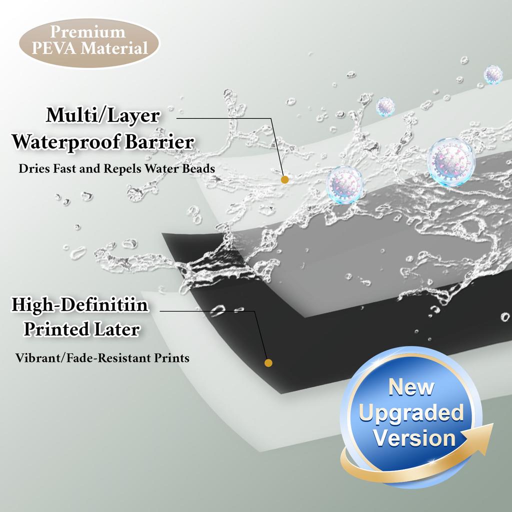 1Pc Minimalist Black Shower Curtains, Basic Soild-Color Waterproof Bathroom Accessories