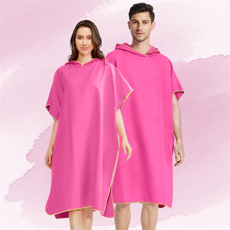 Poncho da surf per adulti con cappuccio in pile double-face - Asciugamano da spiaggia e per cambi ad asciugatura rapida.