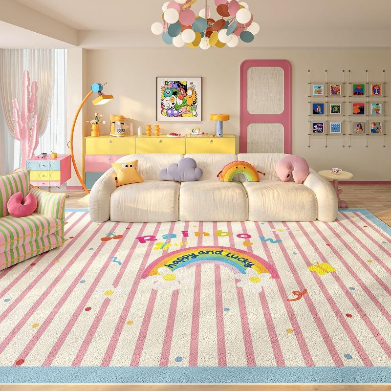 Happy Time Multicolor Smiley Face Rug Non Slip Childrens Play Mat Soft Educational Carpet for Kids Room Nursery Floor Mat