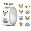 500pcs/roll Cute Cartoon Animal Head Self-Adhesive Stickers Teacher Rewards Office Gift Box Packaging DIY Decoration PVC Sticker