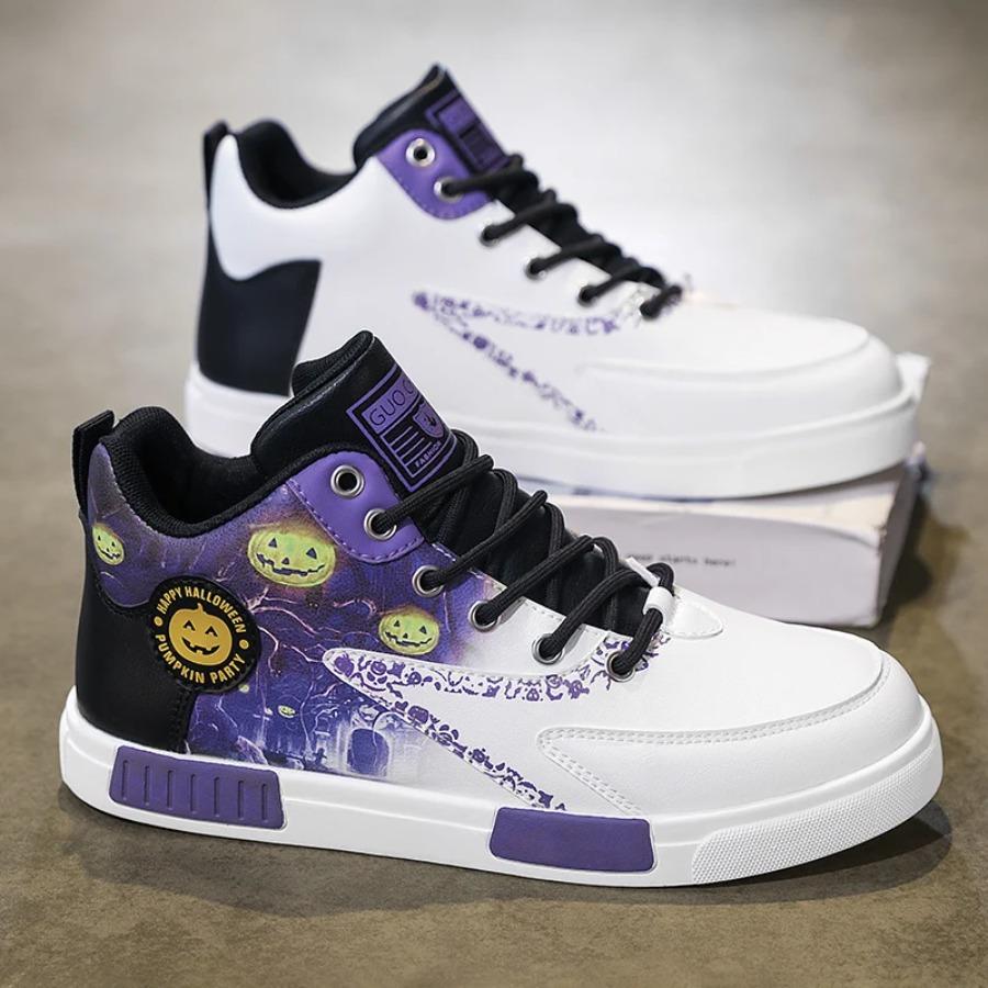 2025 New Men's Casual Sports Shoes Fashion Outdoor Walking Flats Men's Lace-up Student High Top Naked Boots Large Size Non-slip