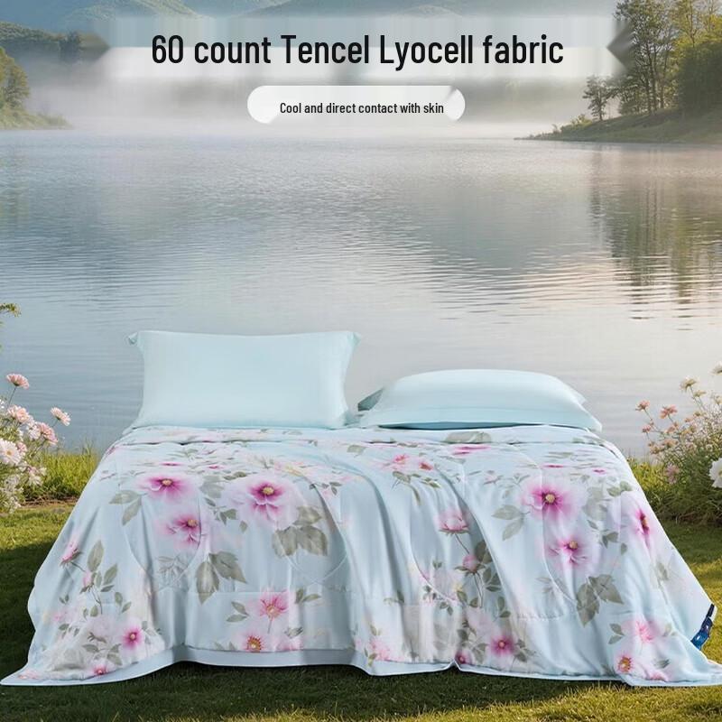 FUANNA 60s Tencel Mulberry Silk Washable Summer Quilt Single Bed (152x210cm)
