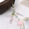 Sweet Pastel Bag Charm Hollow Star Clasp Pink Blue Beads Bow Transparent Star Cherry Blossom Pendant Cute Girl Handbag Decor