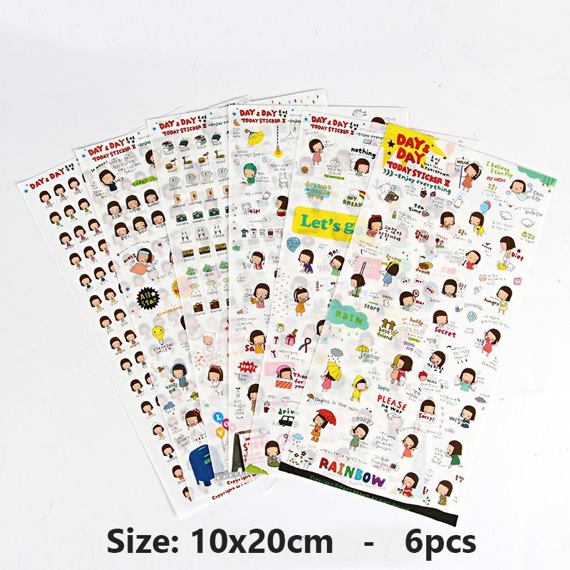 5pcs/6pcs Cute Cartoon Rabbit Animals Sticker PVC Diary Sticker Scrapbook Decoration Stationery Stickers for Cup Mobile Phone