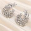 ZAKOL Fashion Shiny Clear Cubic Zirconia Circle Stud Earrings Luxury Sliver Color Bridal Earring Party Accessories