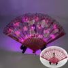Rose Lace Edge LED Folding Fan - Wedding Gift & Dance Prop