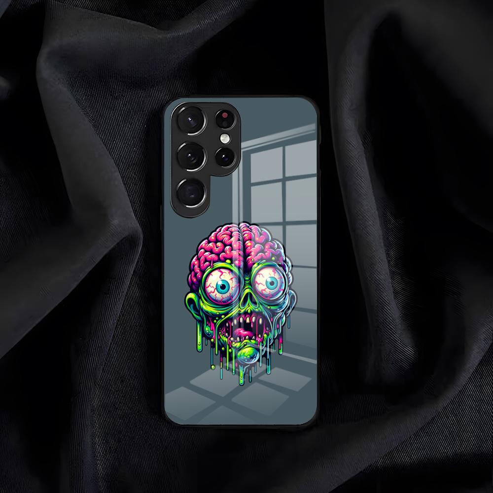 Neon Eyed Brain Alien Monster Phone Case For Samsung S26 S25 Edge S24 S23 S22 S21 S20 Ultra Plus FE Glass Cover