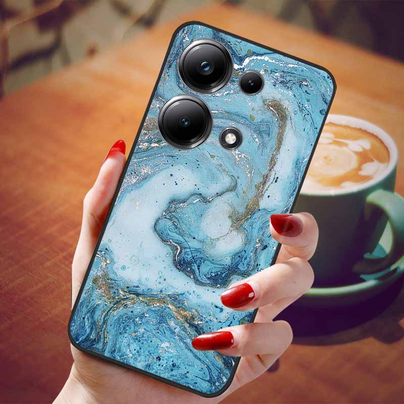 For Poco M6 Pro 4G Case Fashion Marble Silicon Black Cover for Xiaomi Poco M6Pro 4G Phone Case M 6 Pro Soft Shells PocoM6Pro 4G