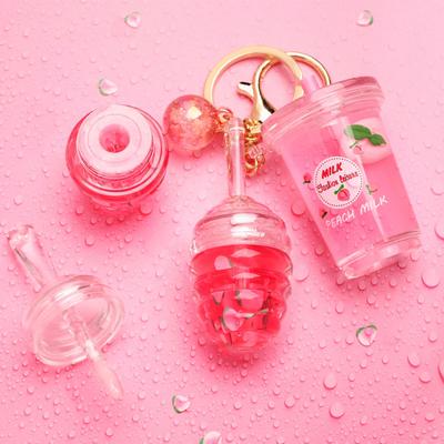 6g Honey Lip Oil Moisturizing Keychain Design Non-irritating Universal Hydrate Reduce Dead Skin Lightweight Milk Tea Cup Lip Gloss Oil for Women