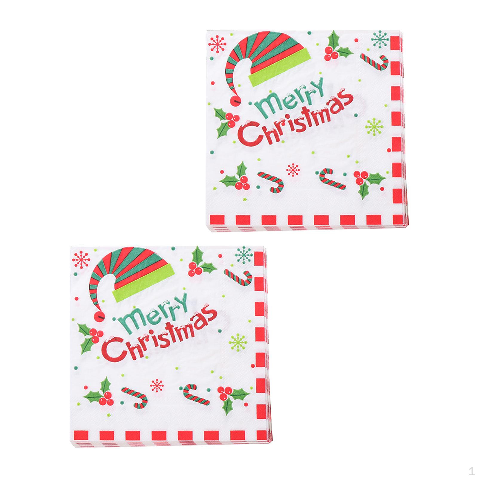 Christmas Napkins Cocktail Disposable Paper Dinner Table for Cafe Bar Events Xmas Hat