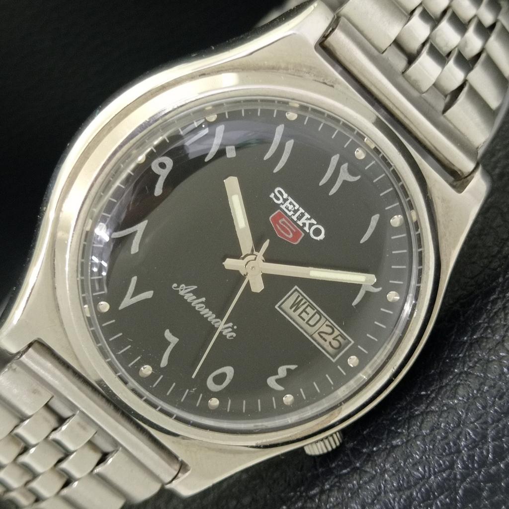 GENUINE VINTAGE SEIKO 5 AUTOMATIC 7009A JAPAN MENS BLACK DIAL WATCH A702608-1 R209-a702608