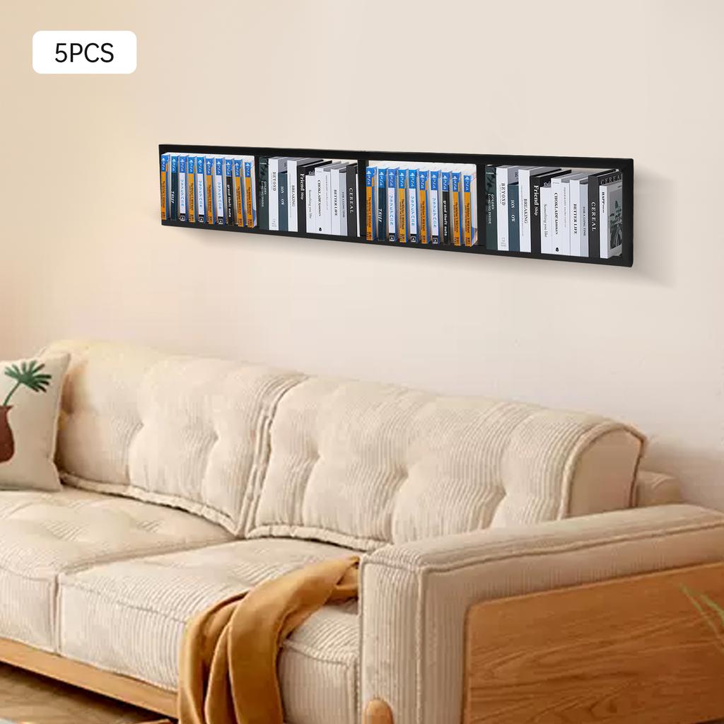 5Pcs 34 Inch Metal CD DVD Storage Shelf, Wall Mount Media Organizer Rack for Video Games, Movies, Music Collection Organization