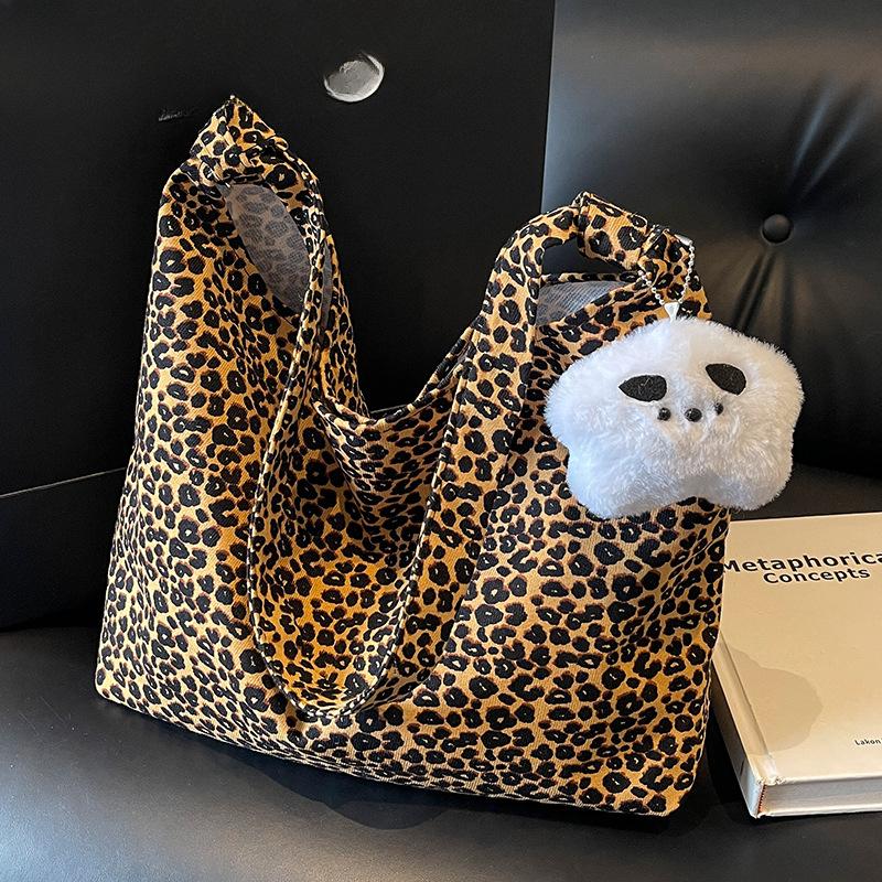 Large Capacity Leopard Print Bag Women New Trendy Fashion Crossbody Bag Women Ins College Students' Class Shoulder Bag Women