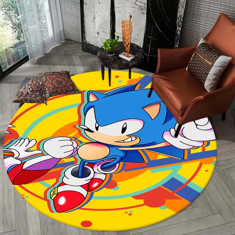 Sonic Printed Chair Rug for Home Office Use, Living Room Kitchen Game Room Round Carpet
